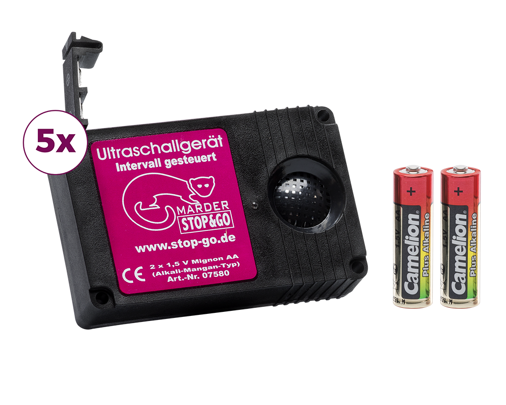 STOP&GO 5 x Batterie Ultraschallgerät – STOP&GO Marderabwehr – Online-Shop  für Marderschutz